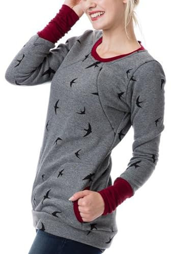 Damen Stillpullover Winter Baumwolle Langarm Einfarbig Rollkragen Zweilagiges Stillen Sweatshirt Hoodie mit Taschen für Schwangerschaft Basic Stillzeit Umstandsmode Stillshirts Mit Scarf Pulli