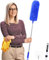 Staubwedel Teleskop Waschbar，Staubwischer lang ausziehbar bis 2,45m，staubwedel mit teleskopstange und Biegbar blau 5Pcs