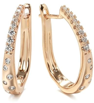 Ohrringe Ohrhänger Creole 585 RG Rosegold Rotgold mit Zirkonia Edelstein- 021