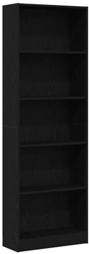 vidaXL Bücherregal Schwarze Eiche 60 x 24 x 176 cm Holzwerkstoff, Geräumiges modernes Bücherregal, freistehend, rechteckige Aufbewahrung, multifunktionale Ablage.
