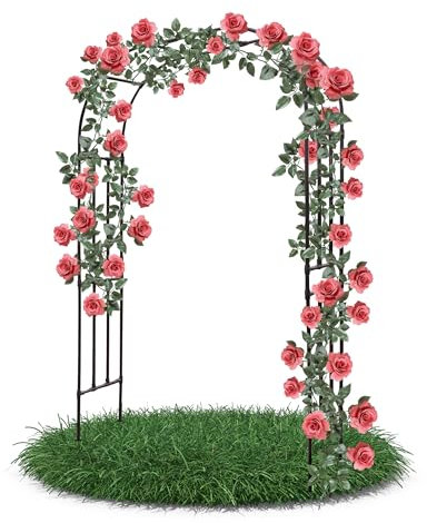 Gartenwelt Riegelsberger Rosenbogen 200x240x40 cm aus PE-ummanteltem Stahl schwarz Rankhilfe für Kletterpflanzen Blumen