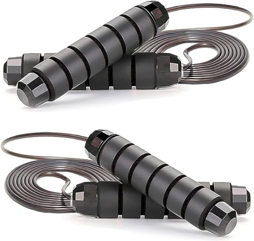 Two pack Jump Rope Skipping Rope for Rope Skipping, Speed Jump Rope for Exercise,Jump Rope for Kids Men Women for Fitness (two Black)