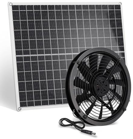 Riokko Ventilatore di scarico a energia solare, 20 W, in silicio monocristallino, a energia solare, per polli, serre, animali domestici, scarico finestre