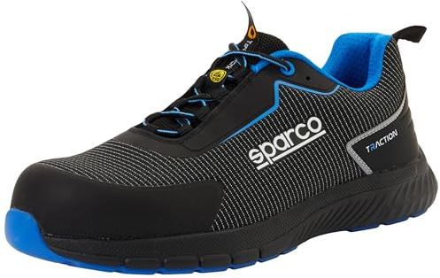 Sparco Traction S1PS Suzuka Zapatos de Seguridad y contra Incendios, Unisex Adulto, Negro y Azul, 42 EU
