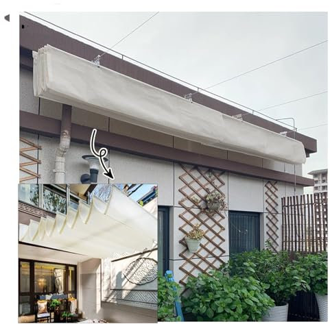 TSYORHSC Retractable Pergola Shade Cover - Outdoor Wave Sun Shade Canopy for Patio Deck & Garden (W2*L15m/W6.56*L49.21ft) - U-Shaped Design for Maximum UV Protection & Stylish Outdoor Living