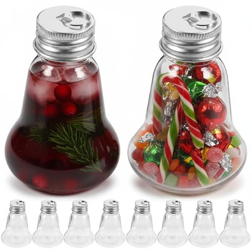 JOINPAYA 10pcs Christmas Drink Balls: 50ml Xmas Shot Glass Fillable Juice Bottles Clear Pendant Christmas Tree Ornament for Holiday Party Decoration 2.75X2.04X2.04in