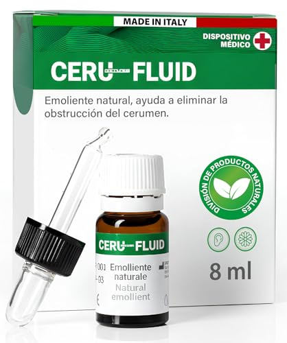 Ohrtropfen 8ml – Natürlicher Cerumen Entferner Ceru Fluid für Ohrenschmalz | Mit Tropfer – 100% Natürliche Formel Made in Italy