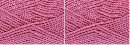 King Cole Big Value Chunky Knitting Yarn 100g Rose 1542 (Pack of 2)