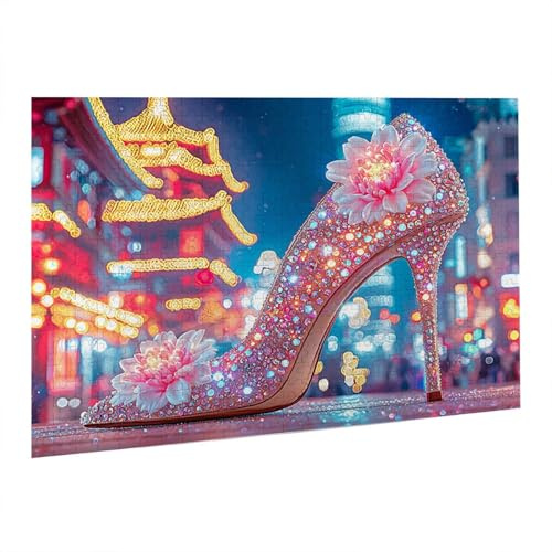 Kristall Hohe Schuhe Puzzle 1000 Teile, 3D Puzzle Erwachsene, EIN Herausforderndes Rätsel, Puzzlespiele für Die Ganze Familie, Weihnachtspuzzle Home Dekoration Thema: Kristall Hohe Schuhe fr0-325