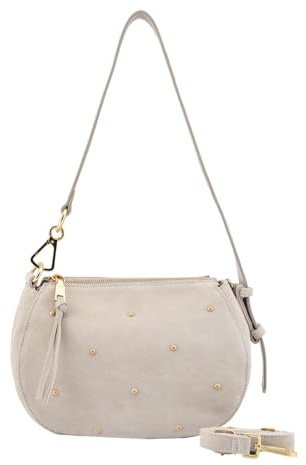 FREDsBRUDER Leder Umhängetasche Schultertasche The Beaded Shoulder Bag Creamy Cream creme