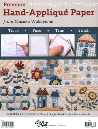 Premium Hand-Appliqué Paper from Masako Wakayama: Trace, fuse, trim, stitch; single-sided fusible, water soluble