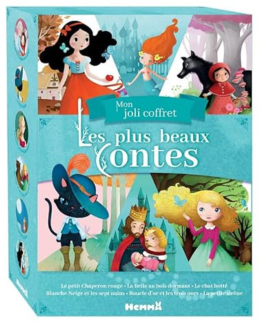 Mon joli coffret - Les plus beaux contes: Le petit Chaperon rouge ; La Belle au bois dormant ; Le chat botté ; Blanche-Neige et les sept nains ; Boucle d'or et les trois ours ; La petite sirène
