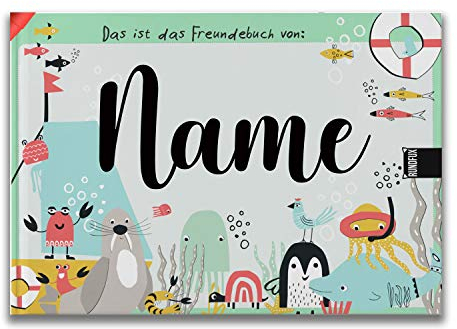 Großes Freundebuch für Jungs mit dem Thema: Meer, Fische, See | Personalisiert mit Wunschnamen - Jedes Buch EIN Unikat für Schule und Kiga