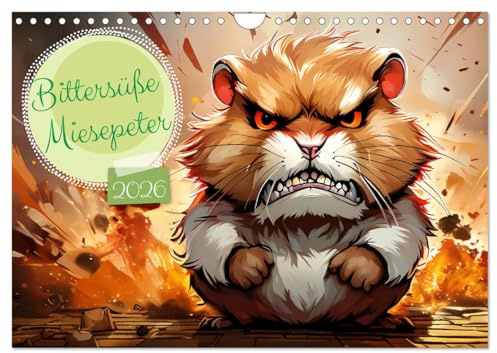 Bittersüße Miesepeter (Wandkalender 2026 DIN A4 quer), CALVENDO Monatskalender: Der Kalender zeigt herrlich schlecht gelaunte, niedliche Tiere - genau ... Motivationscoaches haben. (CALVENDO Tiere)