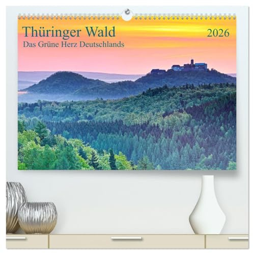 Thüringer Wald Das Grüne Herz Deutschlands (hochwertiger Premium Wandkalender 2026 DIN A2 quer), Kunstdruck in Hochglanz: Zwölf Impressionen aus dem Waldland Thüringen (CALVENDO Orte)