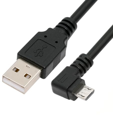 cablecc - Cable de carga de datos Micro USB de 5 pines a USB 2.0 en ángulo izquierdo de 90 grados para teléfono, tableta, velocidad de transferencia de 480 Mbps (100 cm)