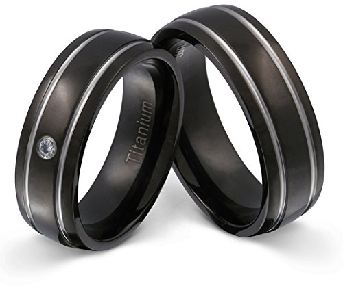Titanringe Partnerringe Trauringe - inkl. WUNSCHGRAVUR - Titan Zirkonia 54-62 T20HD - mit AMAZON KONFIGURATOR direkt online gestalten !