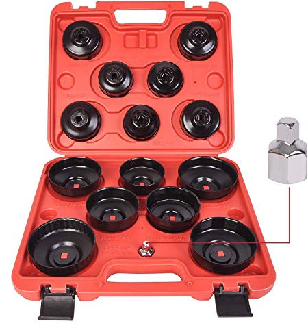 WINMAX TOOLS AUTOMOTIVE 15Pcs Cup Type Oil Filter Cap Wrench Socket Removal Tool Set W/case 3/8 Drive H