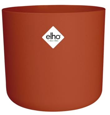 elho B.for Soft Rund 18 - Blumentopf für Innen - 100% recyceltem Plastik - Ø 18.3 x H 16.7 cm - Braun/Klinkerrot