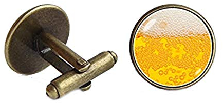 Bloody devil Personalisierbare Manschettenknöpfe mit Bild, Bier-Motiv, für Männer, Schmuck, Spaß, Schmuck, Bierschmuck, Geschenk, Bierliebhaber, Glas, Bier, realistische Manschettenknöpfe