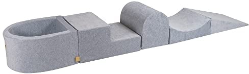MEOWBABY Schaumstoff Bausteine Kinder - Bausteine XXL aus Schaumstoff mit Bällebad ohne Bälle für Kinder - Baby Softbausteine zum Klettern, Samt, Hellgrau