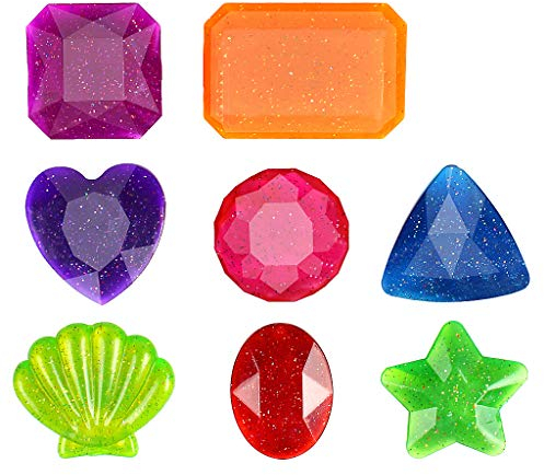 HTHL 8 PCS Set Pool Toys Sinking Dive Gem Colorful Acrylic Gemstones For Kids Underwater Toys Summer Fun Swimming Toys For Bath Pool Water Park and Sea