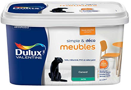 Dulux Valentine Simple & Déco Peinture intérieure de Rénovation - Pour vos meubles en bois, mélaminé, PVC, métal peint - Couleur : Canard Satin - 2L - 5330469