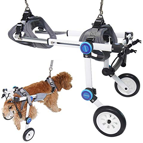 PJDDP Rollstuhl Für Hunde, 2 Räder Einstellbare Gehhilfe Hundegehilfe Rollwagen,Behinderte Hund Unterstützte Hinterbein-Sportwagen Für Haustiere Rehabilitation Für Hunde, 2–50Kg,XS