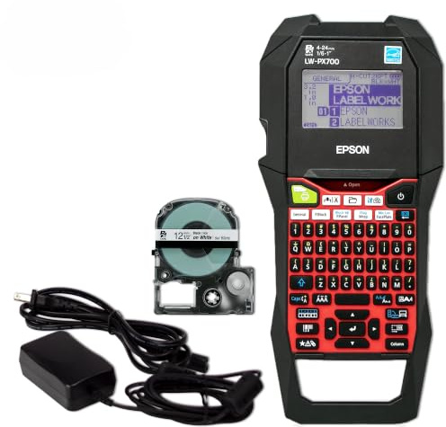 LABELWORKS Epson LW-PX700 Industrielles Etikettendrucker-Set, kompatibel mit einer Vielzahl von Bandtypen, tragbarer Handetikettendrucker
