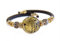 VENEZIA CLASSICA Damen-Armband aus Muranoglas mit Blattgold und Leder, Kollektion tuscany, Schwarz