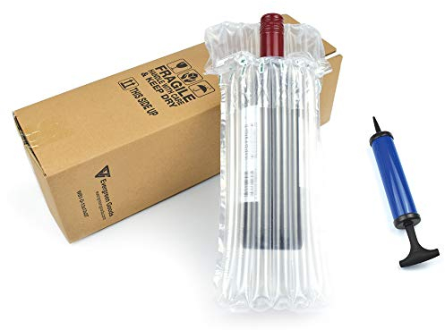 Evergreen Goods Ltd Lot de 20 boîtes pour bouteilles de vin et spiritueux avec coussin gonflable pour bouteille de vin, emballage sûr et transport des bouteilles en verre, pompe à air incluse