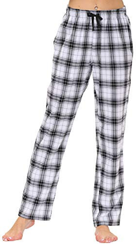 AIRIKE Femmes Pantalons Longs Coton Doux Bas de Pyjama Chaud Vêtements de Nuit à Carreaux No.3762 XL
