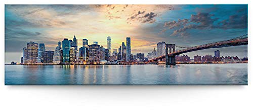 Wandbild Skyline New York City - 150cm x 50cm Leinwand auf 4cm Keilrahmen