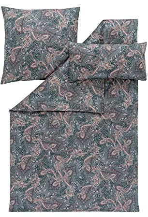 ESTELLA Mako-Satin Bettwäsche Tiberio petrol 1 Bettbezug 155 x 220 cm + je 1 Kissenbezug 80 x 80 cm + 40 x 80 cm