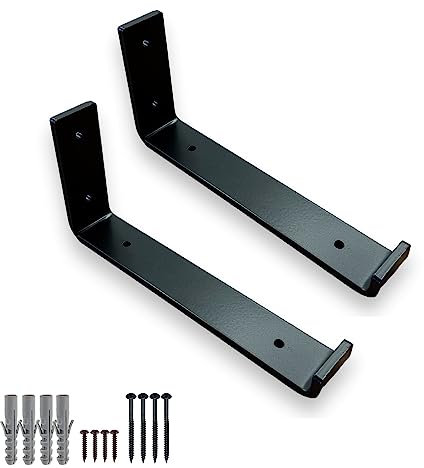 MKGT Regalhalterungen, strapazierfähig, für Gerüste, rustikaler Industrie-Stil, aus Stahl, 225 mm, 2 Stück, Schwarz