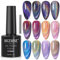 MIZHSE Universal Rainbow 9D Cat Eye Gel Polish Holographique Vernis À Ongles Sparkle Avec Stylo Magnétique Laque Nail Art Slon Manucure 1 Bouteille 10 ml (0,33 fl.oz)