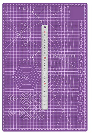 TEN-HIGH A3 Selbstheilende Schneidematte,Lila 2mm dick,Bastelunterlage 45cm x 30cm,mit Stahllineal