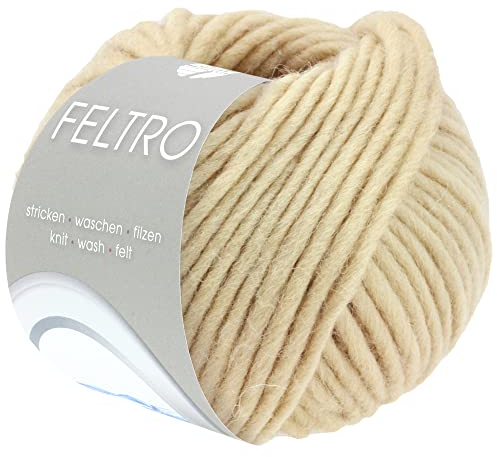 LANA GROSSA Feltro | Filzgarn für Kreativhandwerk, vielseitig, hochwertige Wolle zum Nass- und Trockenfilzen | Handstrickgarn aus 100% Schurwolle | 50g Wolle zum Stricken & Häkeln | 50m FB 102