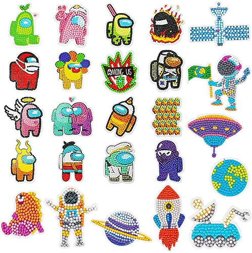 5D DIY Diamant Malerei Aufkleber Kits für Kinder Spiel Us Mosaik Diamant Malerei Punkte nach Zahlen DIY Zeichnen Kunst Handwerk Zubehör für Jungen und Mädchen Kinder 28 Stück