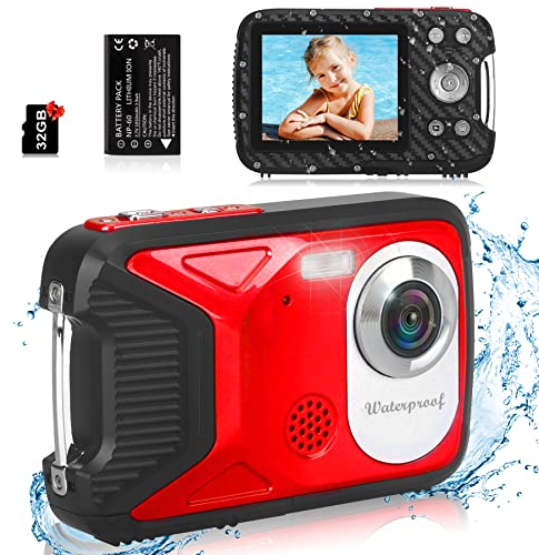 Vmotal Digitalkamera mit SD-Karte, 30 MP/1080P FHD/2.8 Bildschirm/5 Meter unter Wasser/Upgrated GD8026 Mini Wasserdicht Kamera für Kinder/Kinder/Jugendliche/Studenten/Anfänger