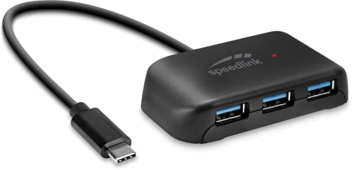 Speedlink SNAPPY EVO 4 Port USB Hub – passiver USB-C 3.1 Gen 1 Hub mit 3x USB-A und 1x USB-C für eine schnelle Datenübertragung mit bis zu 5 Gbit/s, Anschluss über USB-C, schwarz