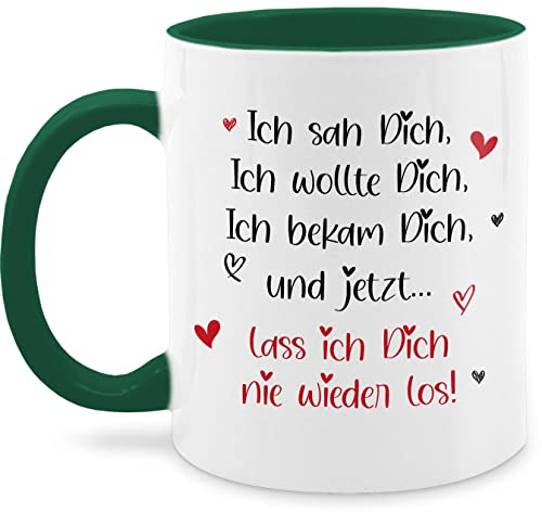 Tasse Tassen 325ml - Valentinstag Freund & Freundin - Ich sah Dich ich wollte Dich ich bekam Dich - Partner Geschenke Ich liebe Dich Pärchen Geschenk für Ihn Sie Männer Frau - 325 ml - Petrolgrün