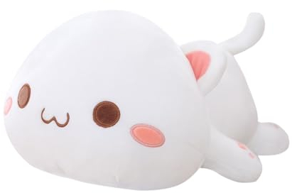 Voarge Plüschtier Flauschiges Stofftier Kawaii Katze 50cm,Plüsch Kissen ausgestopftes Tier Kissen Plüschtier, Kinder Spielzeug Geschenk gefüllt, Weiß