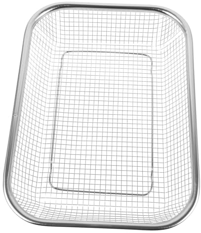 HEMOTON Frittierkorb Abtropfsieb Rechteckig Über Spüle Edelstahl-Siebkorb Rechteckiges Sieb Zum Waschen Von Abtropfen Gekochter Nudeln Trockener Gerichte Auftausieb Pommes Backblech