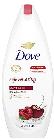 Dove Verjüngende Dusche mit Kirsche und Chia-Milch, feuchtigkeitsspendendes Duschgel, sanfte Formel für das Mikrobiom der Haut, zu 97% biologisch abbaubar, Duschbad für Damen und Herren, 250 ml
