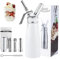 Youyijia 0,5L Sahnespender Sahnebereiter Sahnesyphon mit Zubehörteilen Sahnesyphon Weiß für die Zubereitung von Schlagsahne, Creme, Mousse und Desserts