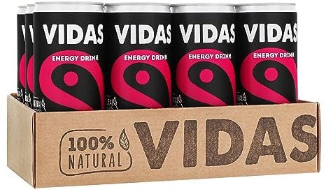 VIDAS | BOOST Energy Drink | Guarana & Vitamins B | 250 ml Can Pack of 12 | Energizing & Natural Boost with Natural Ingredients