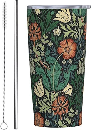 RFSHOP William Morris Compton Flower 590ml Travel Mug Thermal Stainless Steel with Lid Leakproof Coffee Cup for Hot & Cold Drinks