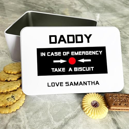 Daddy Emergency Love From Personalised Gift Cookies Treats Biscuit Tin Personalised Gift | Custom Gift | Personalized Tin | Cake, Biscuit & Treat Tins | Gift For Her | Gift For Him