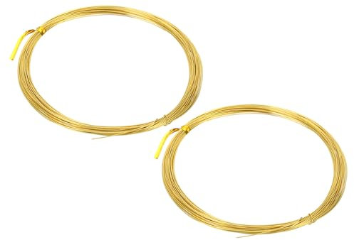 PATIKIL Alambre de Latón Semiduro, 2 Piezas de Calibre 24/0,5 mm de Diámetro, 10 M/32,8 Pies de Carrete de Alambre Puro para Hacer Joyas, Bisutería y Plantas de Jardín